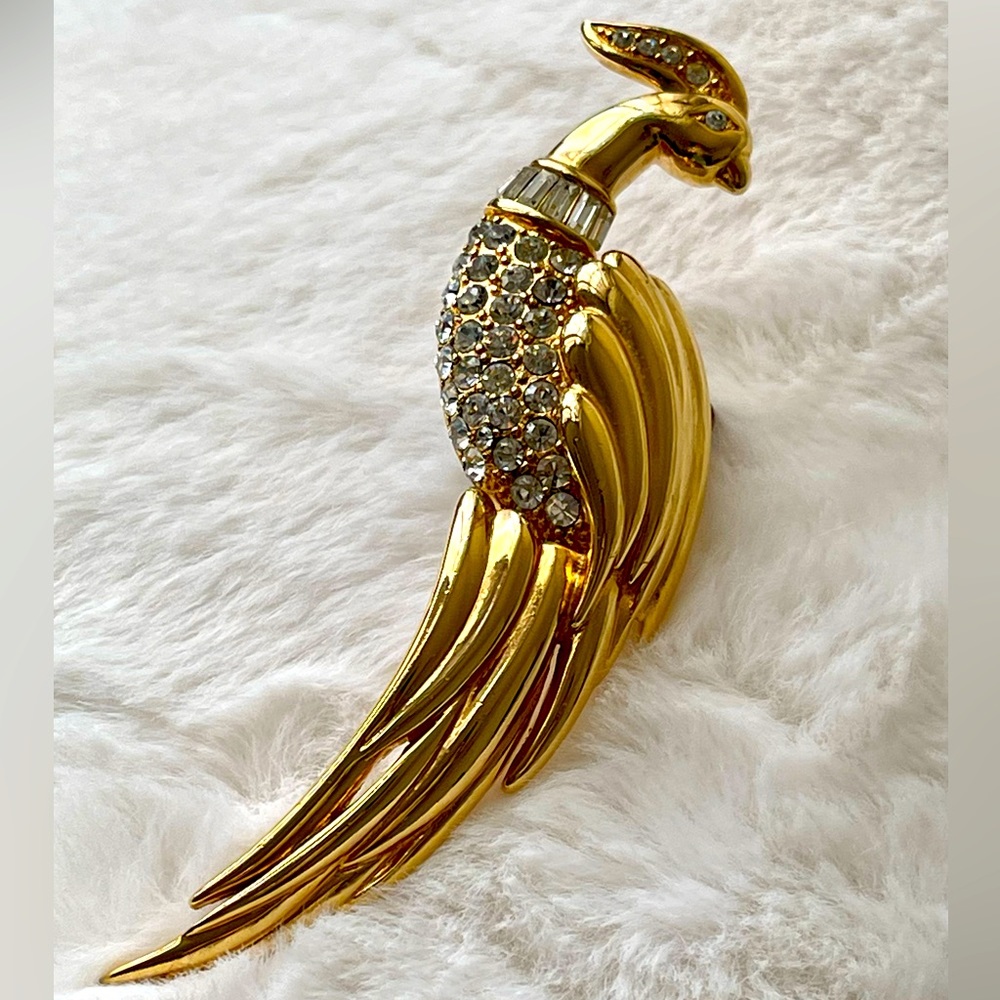 MONET | Figural Signed Bird of Paradise Brooch Pin | Vintage |